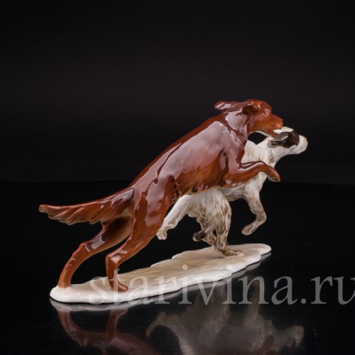 Фигурка собак из фарфора Два бегущих сеттера, Alka Kaiser, Германия, 1960 гг.