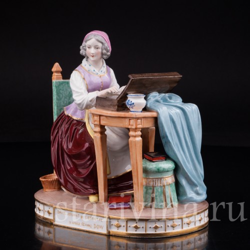 Антикварная фарфоровая статуэтка Дама за клавикордом, Porcelaine de Paris, Франция, 19 в.