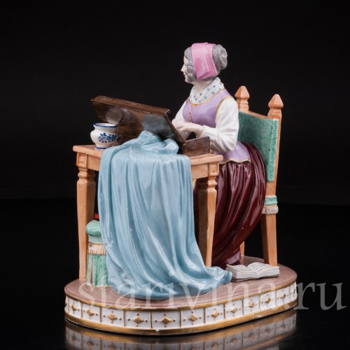 Антикварная фарфоровая статуэтка Дама за клавикордом, Porcelaine de Paris, Франция, 19 в.