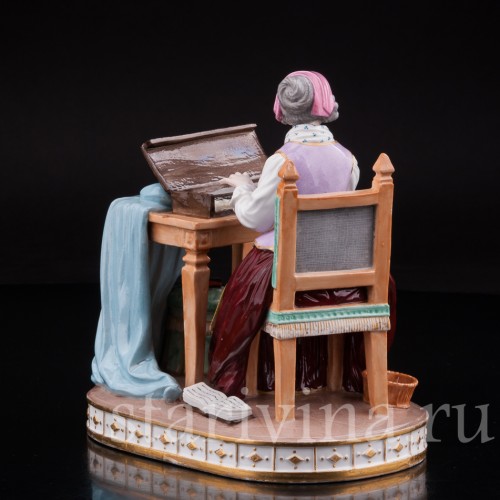 Антикварная фарфоровая статуэтка Дама за клавикордом, Porcelaine de Paris, Франция, 19 в.