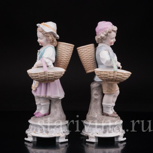 Фарфоровые статуэтки Пара с корзинами, Richard Eckert & Co, Германия, 1894-1908 гг.
