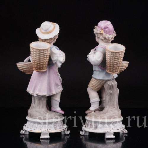 Фарфоровые статуэтки Пара с корзинами, Richard Eckert & Co, Германия, 1894-1908 гг.