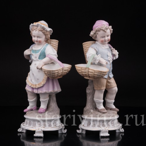 Фарфоровые статуэтки Пара с корзинами, Richard Eckert & Co, Германия, 1894-1908 гг.