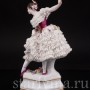 Фарфоровая статуэтка балерины Фанни Эльслер, кружевная с музыкальной шкатулкой Volkstedt, Германия, до 1936 года.