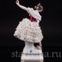 Фарфоровая статуэтка балерины Фанни Эльслер, кружевная с музыкальной шкатулкой Volkstedt, Германия, до 1936 года.