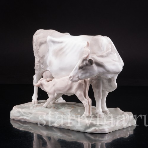 Статуэтка из фарфора Корова с теленком, Karl Ens, Германия, 1900е гг.