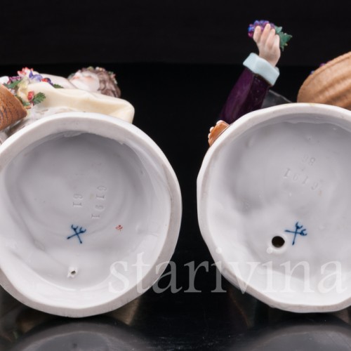 Фарфоровые статуэтки Пара с цветами и фруктами, Richard Eckert & Co, Германия, кон.19 века.