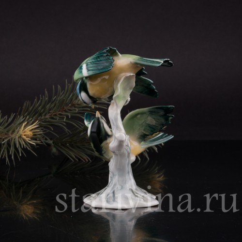 Фарфоровая статуэтка птиц Две лазоревки, Alka Kaiser, Германия, вт пол. 20 века.