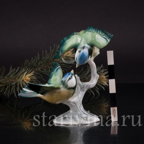 Фарфоровая статуэтка птиц Две лазоревки, Alka Kaiser, Германия, вт пол. 20 века.