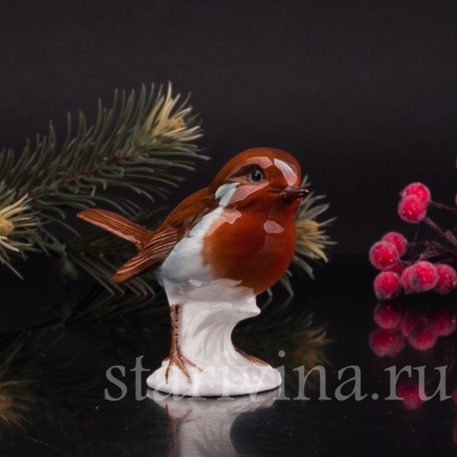 Фигурка птицы из фарфора Малиновка, Goebel, Германия, 1978.