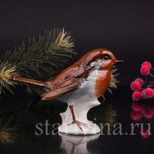 Фигурка птицы из фарфора Малиновка, Goebel, Германия, 1978.
