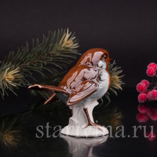 Фигурка птицы из фарфора Малиновка, Goebel, Германия, 1978.