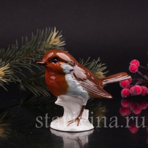 Фигурка птицы из фарфора Малиновка, Goebel, Германия, 1978.