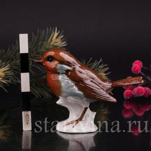 Фигурка птицы из фарфора Малиновка, Goebel, Германия, 1978.