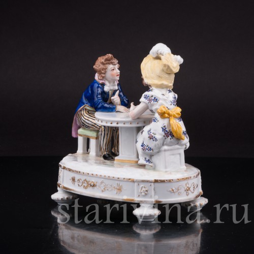 За разговором, дети за столом, Karl Ens, Германия, 1900 гг