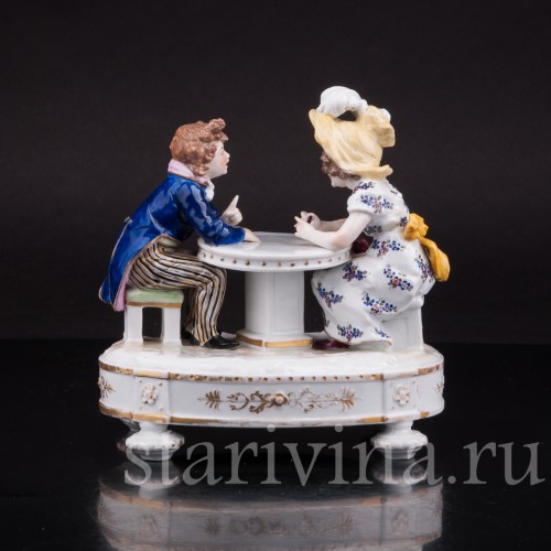 За разговором, дети за столом, Karl Ens, Германия, 1900 гг