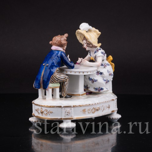 За разговором, дети за столом, Karl Ens, Германия, 1900 гг