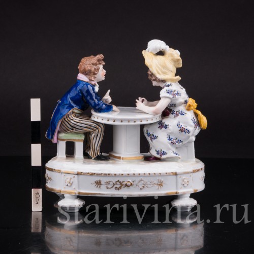 За разговором, дети за столом, Karl Ens, Германия, 1900 гг