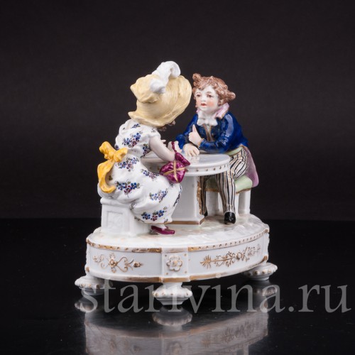 За разговором, дети за столом, Karl Ens, Германия, 1900 гг