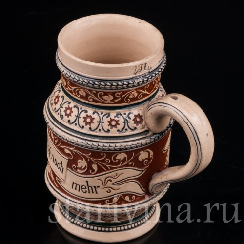 Старинная пивная кружка "Выпей меня", 0.3 л, Reinhold Merkelbach, Германия, кон.19 - нач. 20 вв.