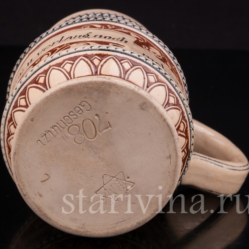 Старинная пивная кружка "Выпей меня", 0.3 л, Reinhold Merkelbach, Германия, кон.19 - нач. 20 вв.