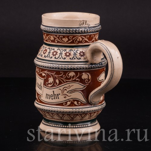 Старинная пивная кружка "Выпей меня", 0.3 л, Reinhold Merkelbach, Германия, кон.19 - нач. 20 вв.