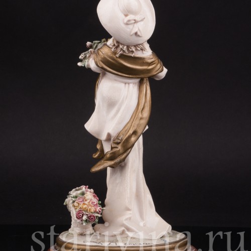 Статуэтка Девушка с цветами, Bruno Merli, Италия, вт. пол. 20 века.