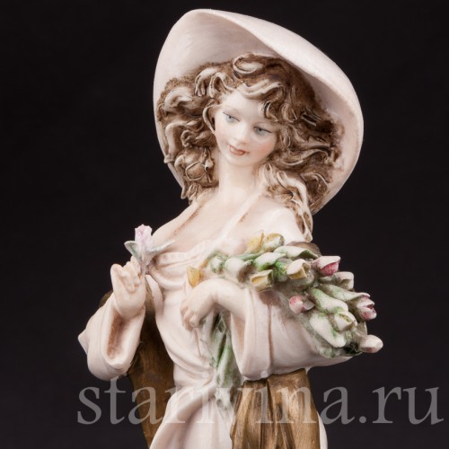 Статуэтка Девушка с цветами, Bruno Merli, Италия, вт. пол. 20 века.