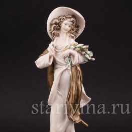 Статуэтка Девушка с цветами, Bruno Merli, Италия, вт. пол. 20 века.