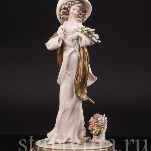 Статуэтка Девушка с цветами, Bruno Merli, Италия, вт. пол. 20 века.