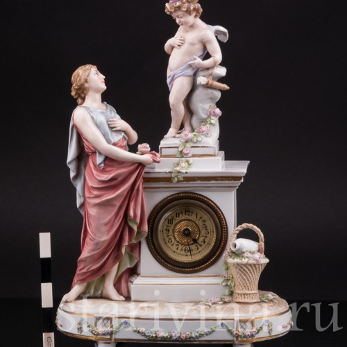 Фарфоровые часы Венера и Амур, Karl Ens, Германия, 1900 гг.