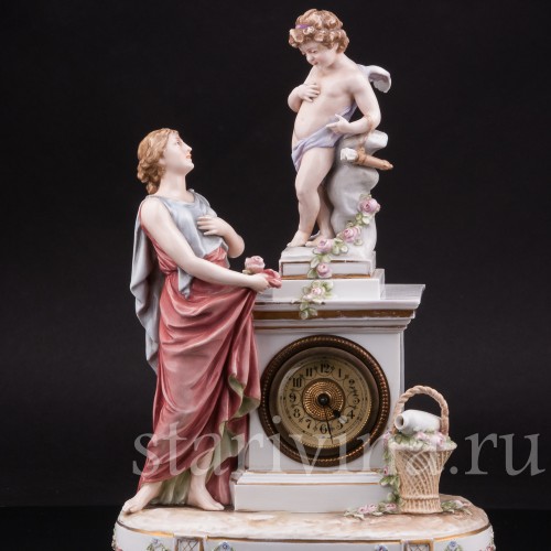 Фарфоровые часы Венера и Амур, Karl Ens, Германия, 1900 гг.