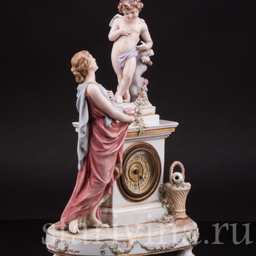 Фарфоровые часы Венера и Амур, Karl Ens, Германия, 1900 гг.