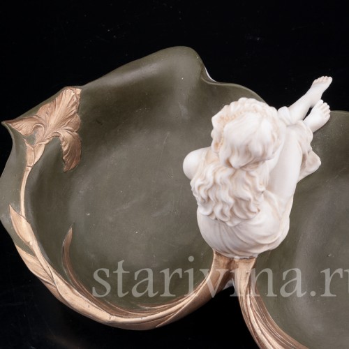 Фарфоровая композиция Девушка у пруда, Volkstedt, Германия, кон.19 в.