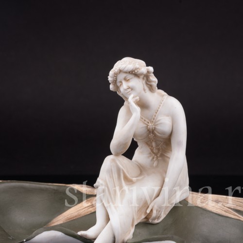 Фарфоровая композиция Девушка у пруда, Volkstedt, Германия, кон.19 в.