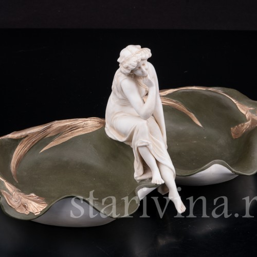 Фарфоровая композиция Девушка у пруда, Volkstedt, Германия, кон.19 в.