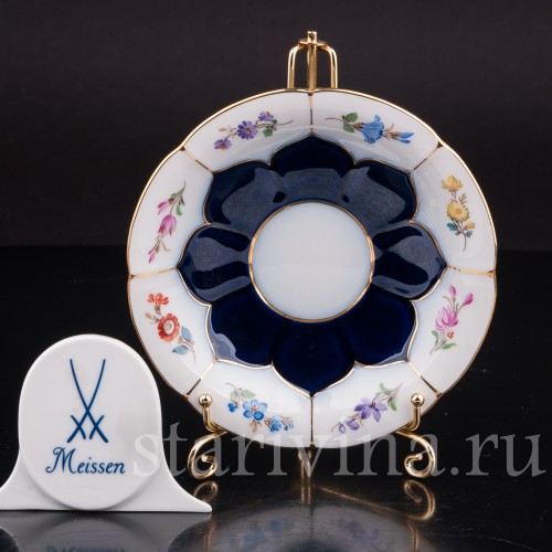 Фарфоровое Блюдце Цветочные букеты, Meissen, Германия, вт пол. 20 века.