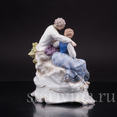 Фарфоровая композиция Пара с птичьей клеткой, Karl Ens, Германия, 1900 гг.