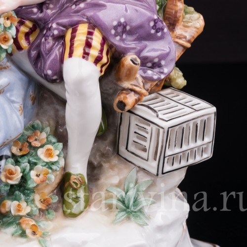 Фарфоровая композиция Пара с птичьей клеткой, Karl Ens, Германия, 1900 гг.