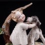 Фарфоровая фигурка Малыш с собакой, миниатюра, Capodimonte, Италия, вт пол. 20 века.