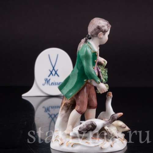 Статуэтка из фарфора Мальчик, кормящий гусей, Meissen, Германия, сер. 19 - нач. 20 вв.