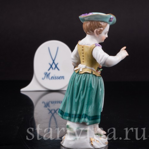 Фарфоровая статуэтка Девочка в шляпе, Meissen, Германия, 1978 год.