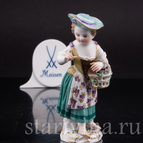 Фарфоровая статуэтка Девочка в шляпе, Meissen, Германия, 1978 год.