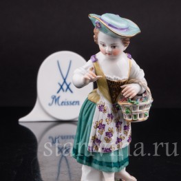 Фарфоровая статуэтка Девочка в шляпе, Meissen, Германия, вт пол. 20 века.