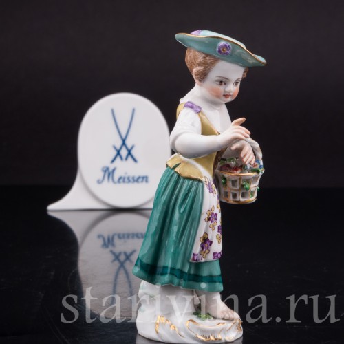 Фарфоровая статуэтка Девочка в шляпе, Meissen, Германия, 1978 год.