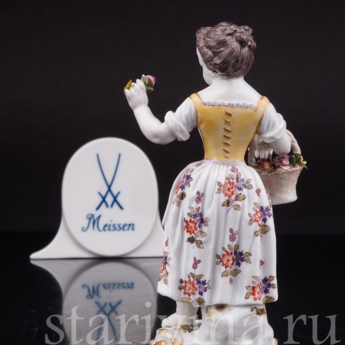 Фарфоровая статуэтка Девочка с цветами, Meissen, Германия, сер. 19 - нач. 20 вв.