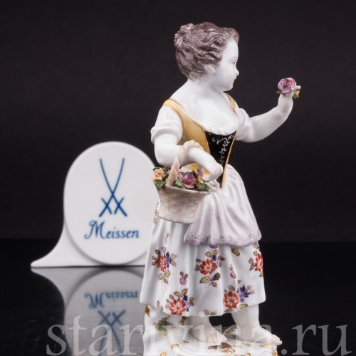 Фарфоровая статуэтка Девочка с цветами, Meissen, Германия, сер. 19 - нач. 20 вв.