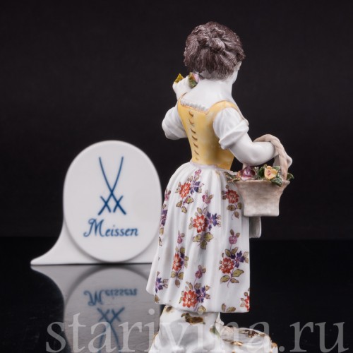 Фарфоровая статуэтка Девочка с цветами, Meissen, Германия, сер. 19 - нач. 20 вв.