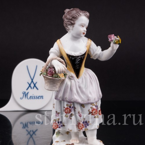 Фарфоровая статуэтка Девочка с цветами, Meissen, Германия, сер. 19 - нач. 20 вв.