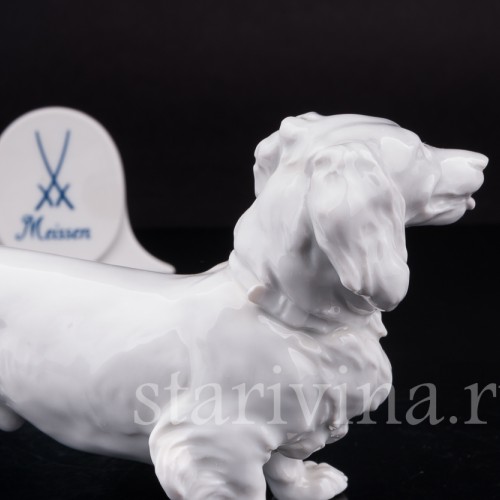 Статуэтка собаки из фарфора Длинношерстная такса, Meissen, Германия, вт. пол. 20 в.